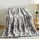Soft Fluffy Blanket - Fuzzy Throw Blanket for Couch, Plush Rabbit Faux Fur Blanket, Cute Cozy Blankets for Women, Thick Warm Bubble Blankets for Bed Sofa Bedroom Living Room - 39" x 63" Small (Gradient Grey)