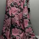 Adrianna Papell Women's Boat Neck Midi Dress (14, Black/Pink Multi)