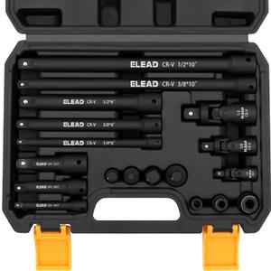 18-Pieces Impact Socket Extension Set: 1/4", 3/8" & 1/2" Drive Socket Extension Bar, Socket Adapter Set, Swivel Universal Joints & Impact Coupler