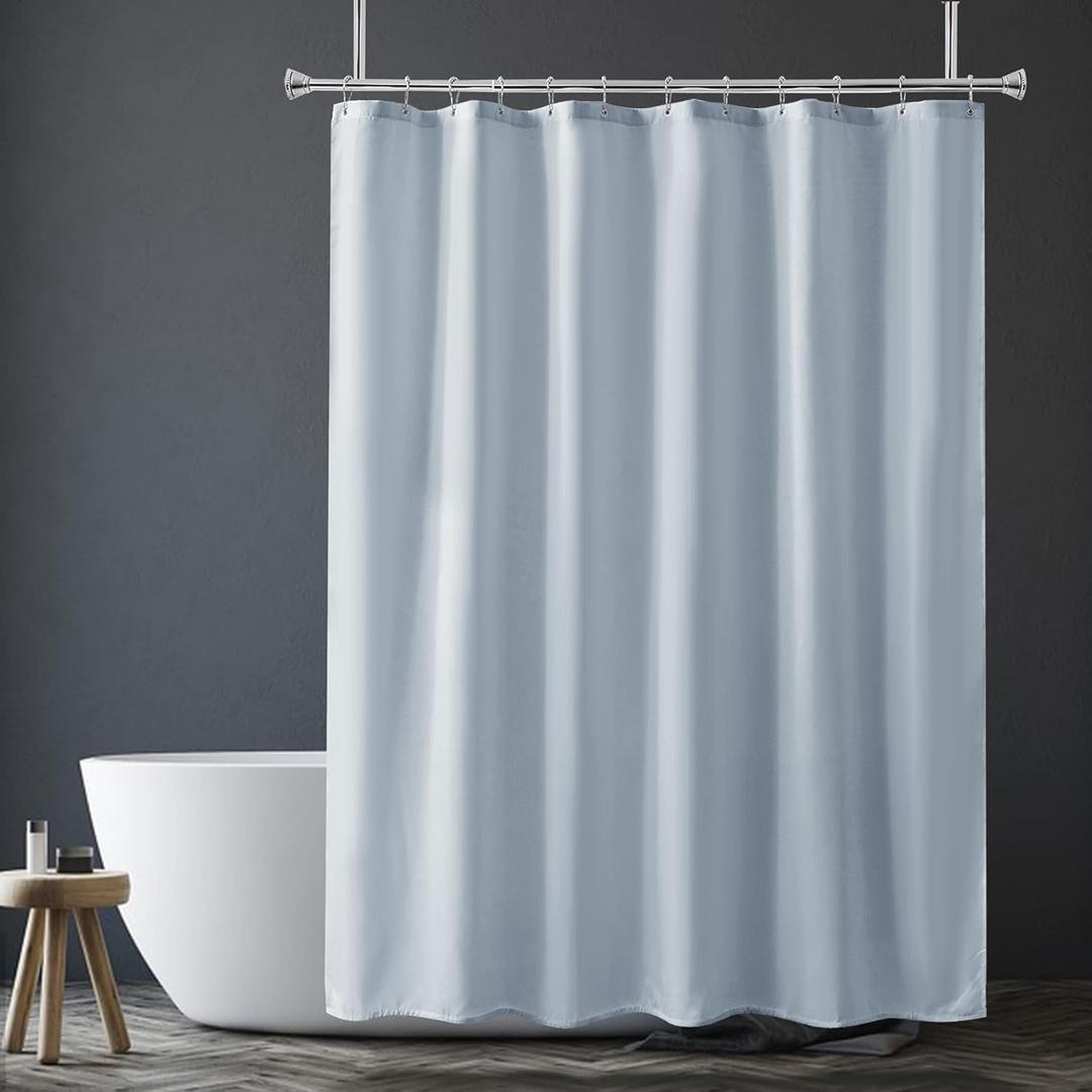 Amazer Light Gray Shower Curtain Liner, Light Gray Fabric Shower Liner, 2-in-1 Bathroom Shower Curtain and Liner, 12 Grommet Holes, Water Proof, Machine Washable, Hotel Quality, 72 x 72 Inches