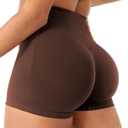 VOYJOY Women Workout Impact Shorts 2.5"/ 3.6"/ 4.5"/ 6" Scrunch Butt Lifting Gym Seamless Booty Biker Shorts (Brown, XS)
