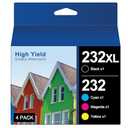 232XL Ink Cartridges for Epson Printer Remanufactured for Epson 232XL Ink Cartridges Combo Pack for Expression Home XP-4200 XP-4205 Workforce WF-2930 WF-2950 XP4200 WF2950 (4 Pack)