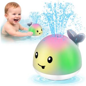 WAVISA Light Up Whale Bath Toys Sprinkler for Babies 6-12 12-18 Months, Kids Ages 1-3 2-4, Baby Infant Toddler Summer Pool Water Fountain Bathtub Toys for 1 Year Old Boys Girls Birthday Gifts