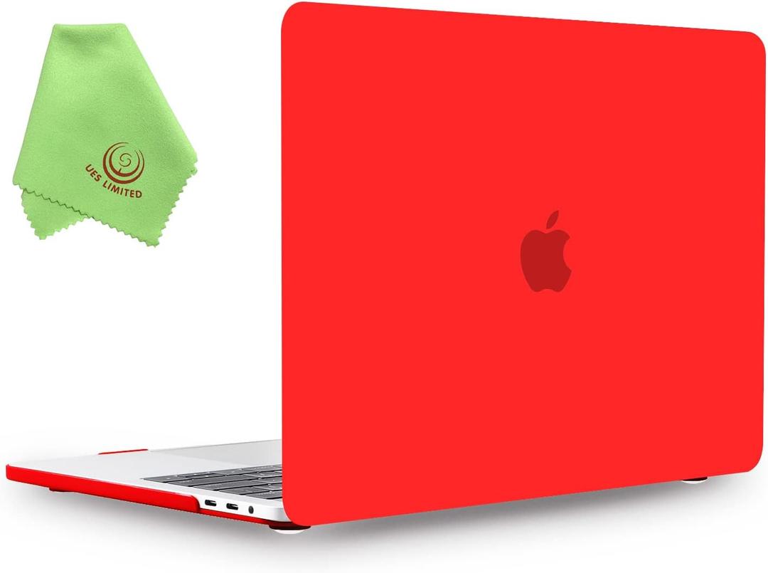 UESWILL Matte Hard Case Compatible with MacBook Pro 15 inch with Touch Bar & USB-C 2016 2017 2018 2019 Release Model A1990 A1707, Red