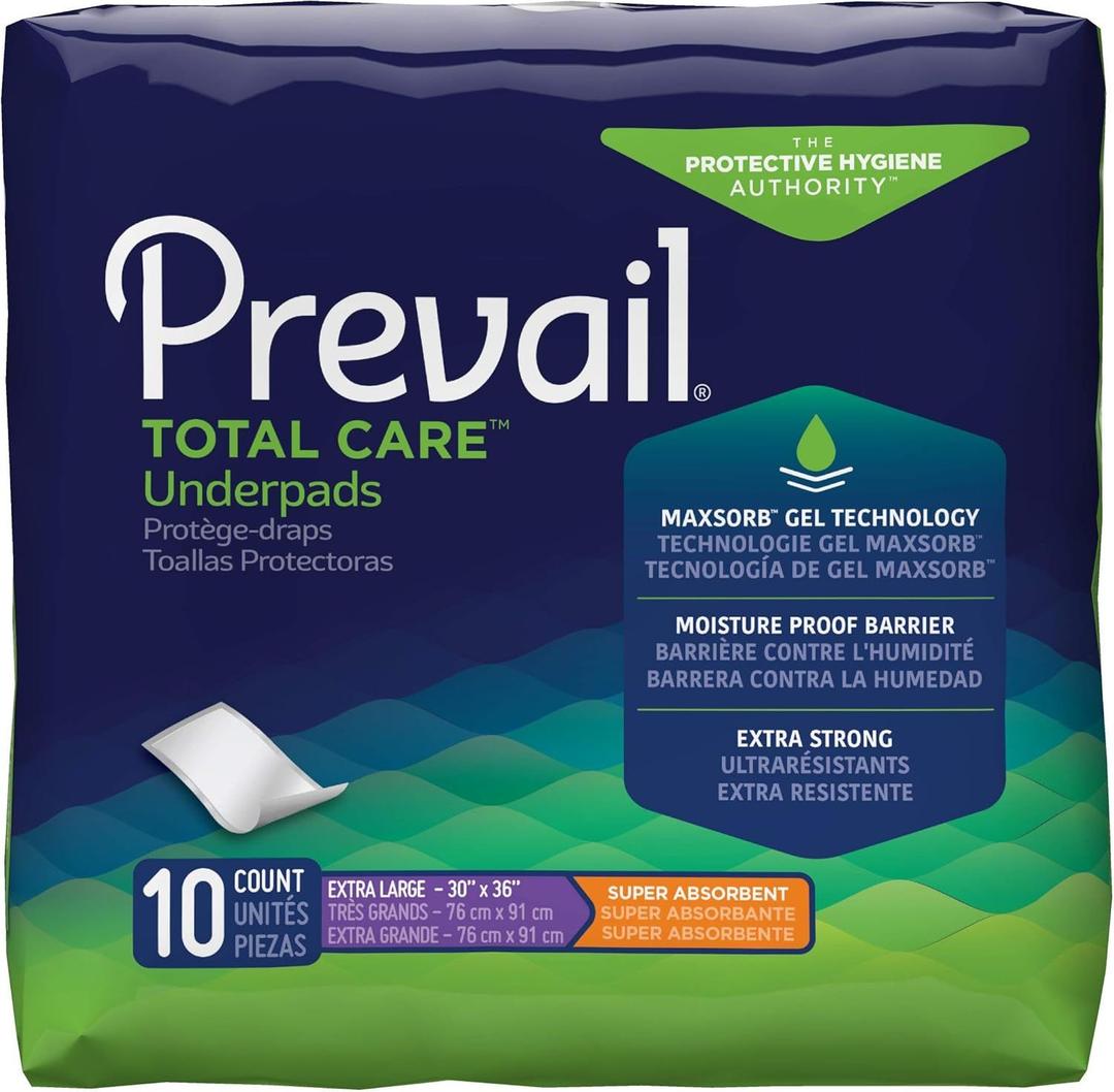 Pack of 4 Prevail Underpads, Extra Large 30 x 36-10 ea