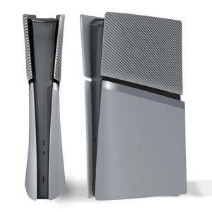 eXtremeRate eXcover Console Replacement Top Bottom Cover Compatible with ps5 Slim Digital Edition, Side Panel Faceplate Back Plate with Cooling Vent Compatible with ps5 Slim Digital - New Hope Gray