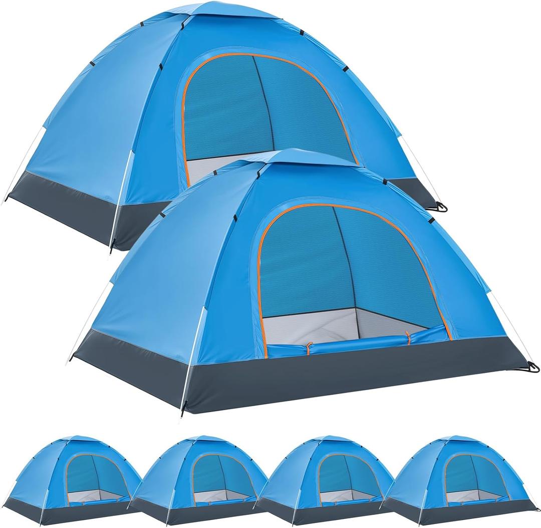 Woanger 6 Pack Bulk 2 Person Camping Tents for Homeless Lightweight Outdoor Tent with Rain Fly and Carrying Bag, Waterproof Windproof Setup Pop Up for Homeless Camping Backpacking, 78.74 x 59.06 x 43.31 inch