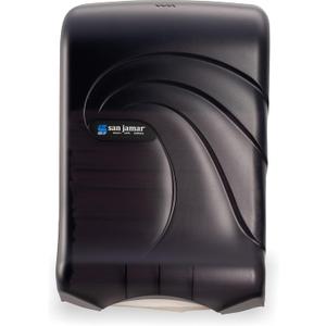 San Jamar Ultrafold Plastic Paper Towel Dispenser for Bathroom, Black (Pull)