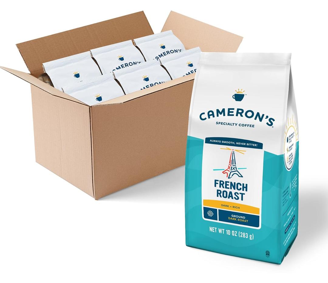 Cameron's Coffee Roasted Ground Coffee Bag, French Roast, 10 Ounce Pack of 6 - NEW