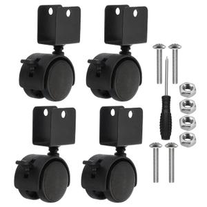 PATIKIL 1.5" Swivel Caster with 1" U Bracket, 4 Pack 360 Rotation Swivel No Noise Wheel with Brake Total 66 Lbs Locking Caster for Furniture Legs
