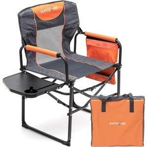 SUNNYFEEL Camping Directors Chair, Heavy Duty,Oversized Portable Folding Chair with Side Table, Pocket for Beach, Fishing,Trip,Picnic,Lawn,Concert Outdoor Foldable Camp Chairs