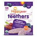 Happy Baby Organics Baby Snacks, Gentle Teething Wafers, Gluten Free & Vegan, Blueberry & Purple Carrot, 12 Count (Pack of 6)(BB: September 12, 2025)