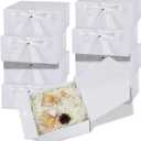 OEMVALATY 8-Pack Gift Boxes,9x9x4 Inch Magnetic Gift Boxes with Lids for Presents,White with Ribbon, Bridesmaid Proposal Box for Wedding, Storage, Birthday