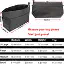 Handbag Tote Purse Organizer Insert Bag Liner Shaper Divider Zipper 11 Pockets Compartments Small Dark Grey