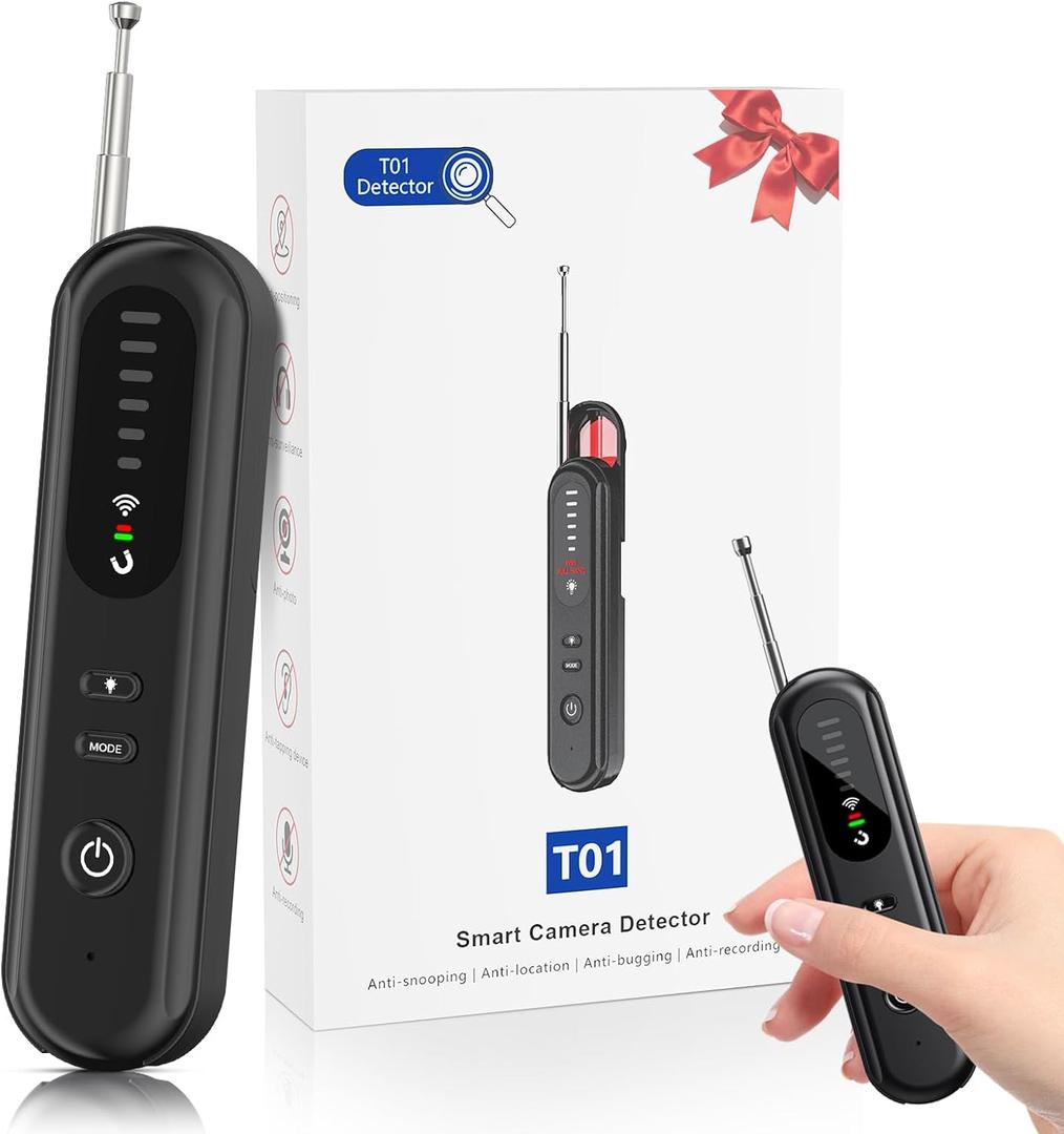 Hidden-Camera-Detectors-Gps Tracker Detector-Upgraded-Bug Detector & Camera Finder-Anti-Spy Camera Finder-Mini RF Signal Scanner-Portable Spy Device Detector For Travel, Office/Hotel/Car/Home-Black