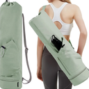 Sportsnew Yoga Mat Bag with Water Bottle Pocket and Bottom Wet Pocket, Exercise Yoga Mat Carrier Multi-Functional Storage Bag (Green)