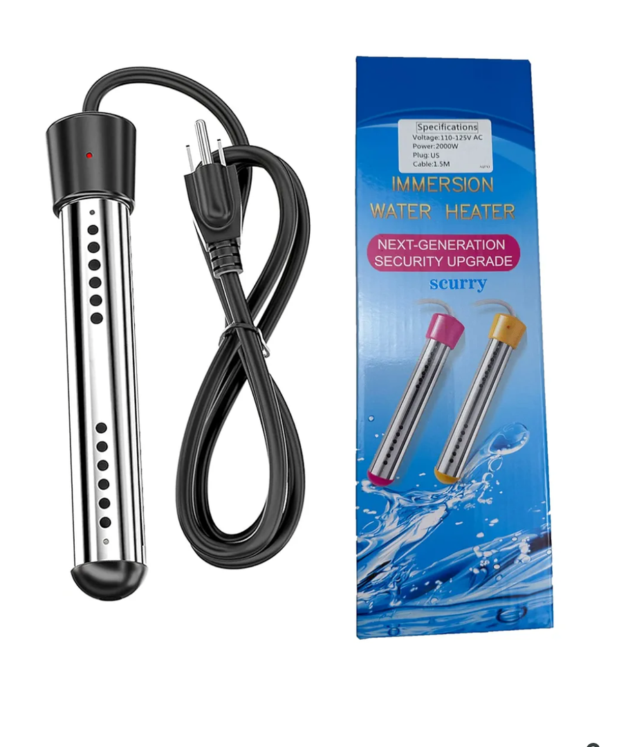 2000W Immersion Water Heater, Portable Water Heater Electric with 304 S S, Bucket Heater with Thermometer Heats up to 5 Gallons of Water in Minutes