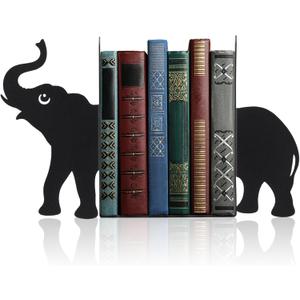 Geelin Elephant Metal Bookends Set of 2 Styles Book Ends for Shelves Bookshelf Home Office Desk Bookshelf Decor Gift for Elephant Lovers and Reading Enthusiasts