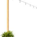 Step2 Firefly String Light Pole Stand with Planter, 2pk, Outdoor Hanging Lights Solution, Black