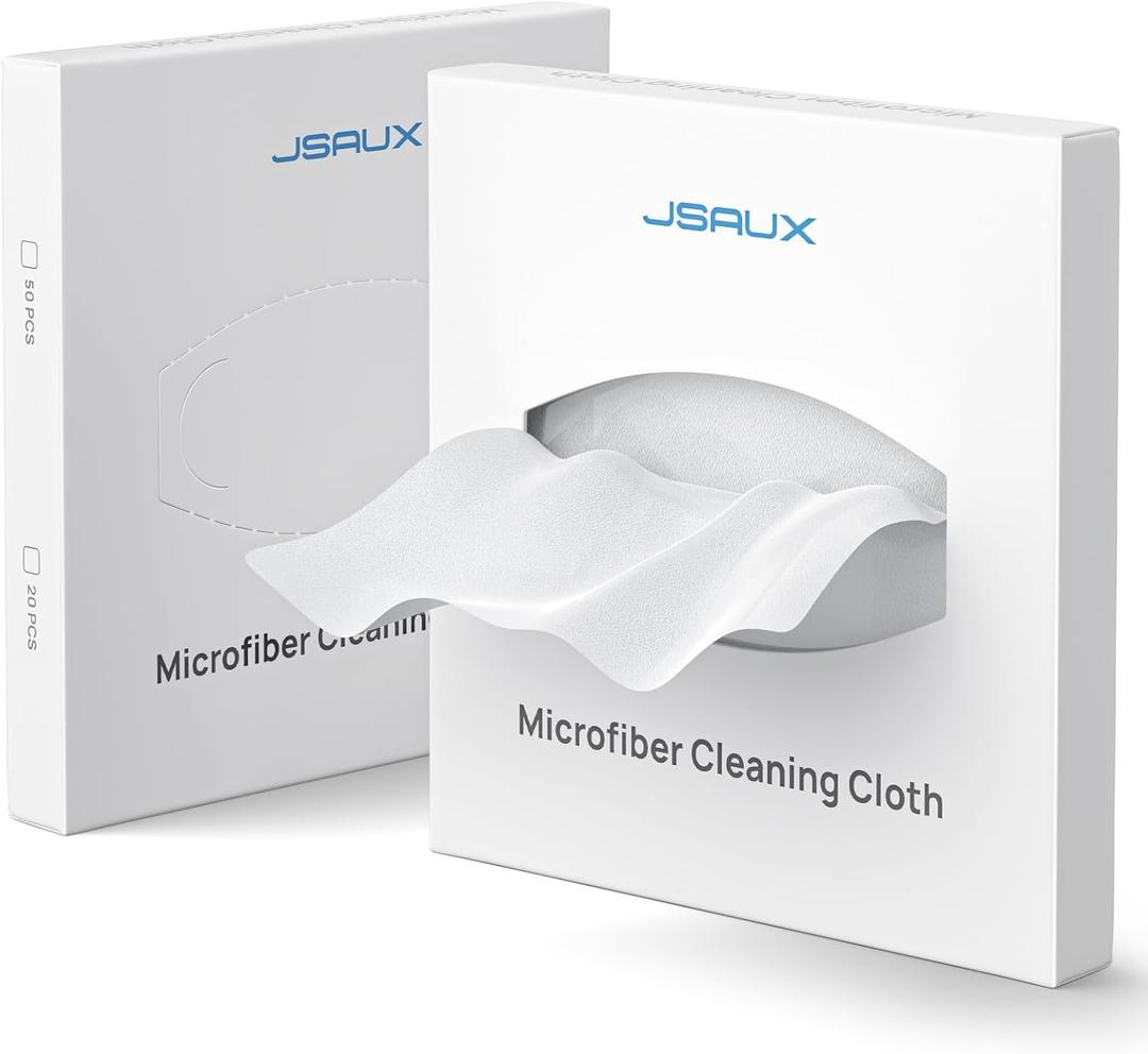 JSAUX Microfiber Cleaning Cloth (100 Total) for Steam Deck| Eye Glass Disposable Clean Cloth | Safe for Lens, Eyeglasses, Glasses, Screens, Cameras, iPad, iPhone, Cell Phone, LCD TV Screens and More (White)