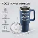 NOWWISH 40oz Tumbler with Handle and Straw for Men, I am Not Old Funny Christmas Gifts for Dad Husband Grandpa, Large Insulated Mug, Stocking Stuffer Idea - Navy Blue