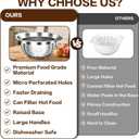 Stainless Steel Colander for Kitchen, Stainless Steel Strainer, Pasta Strainer for Spaghetti Fruit Vegetable Cooking Food, 3 Pcs Strainers and Colanders(2QT, 3QT, 5QT), Dishwasher Safe, Kitchen Gift