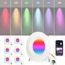 Aoketezm 6 inch Smart LED Can Lights Retrofit Recessed Lighting, RGB Color Changing WiFi&Bluetooth Downlight,13W 1050LM Bluetooth Shower Downlight, Compatible with Alexa,Google Home and Siri,6 Pack