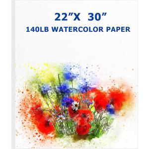 Fuutreo 20 Sheets Watercolor Paper Large 140 lb Heavyweight Drawing Paper White Painting Art Supply for Beginners, Artists and Professionals(22 x 30 Inch)