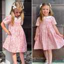Curipeer Toddler Girl Dress Summer Floral Dresses for Girls Short Sleeve Playwear Sundress (Pink)