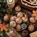 Sumind 12 Pcs Glass Christmas Gingerbread Ornaments 3D Gingerbread Face Decorations for Christmas Tree with Bow 2.36 Inch Glass Ball Hanging Decor for Xmas Indoor Outdoor Holiday Party Supplies