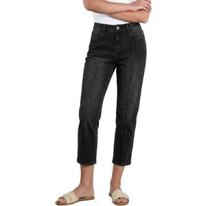Sidefeel Women's Capri Jeans Mid Rise Skinny Stretchy Front Seam Capri Leggings Denim Pants Size 8