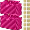 40 Pack Satin Napkins and Napkin Rings Set of 20 Hot Pink Satin Table Napkins 17 x 17 Inch, 20Pcs Silky Cloth Napkins for Wedding Party Banquets Dinner