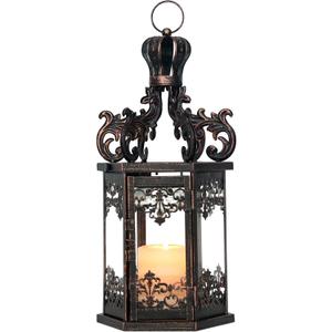 NEEDOMO Large Lanterns Decorative Outdoor, 17.7" Black Lanterns Decor Indoor with Tempered Clear Glass, Vintage Metal Hanging Candle Holder for Patio, Front Porch, Table, Wedding, Shelf