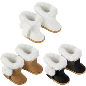 Bencailor 3 Pairs Doll Shoes 18 Inch Doll Boots Winter Dolls Snow Boots Christmas Accessories for Dress up(Black White Brown)