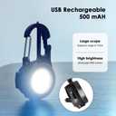Mini Keychain Flashlight with Magnetic Base - Rechargeable Cob Work Light, Waterproof Portable Emergency Light for Camping/Hiking/Car Repair, USB Charging Key Ring Light