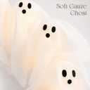 Halloween Decorations Outdoor - 22" Cute Lit Ghost Wreath | Spooky Ghost Decoration, 8 Light Modes, Timer and Remote, Halloween Decor Indoor, For front Door Porch Window Wall