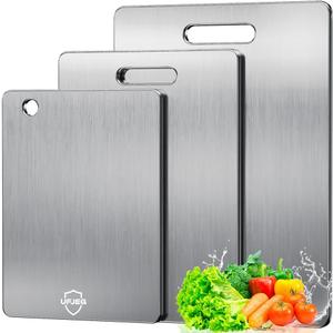 UFJEG Titanium Cutting Board Set of 3, Titanium Cutting Boards for Kitchen, Non Toxic, Double-Sided Food Grade Chopping Board for Cutting Meat Vegetable Fruit, Outdoor Camping