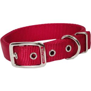 Hamilton Double Thick Nylon Buckle Dog Collar for Medium & Large Dogs, 1" Wide x 28" Neck, Red