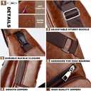 Peicees Leather Sling Bag Mens Crossbody Bag Chest Bag Sling Backpack for Men with USB Charge Port, Medium