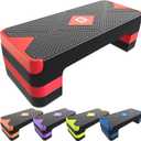 GYMMAGE Aerobic Exercise Step, Adjustable Aerobic Stepper for Exercise, Workout Step Platform for Step Up, 26.5" Step Deck with 4 6 8 Adjustable Height Risers, Women Home Gym Cardio Fitness (Red)