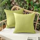 Woaboy Set of 2 Outdoor Waterproof Throw Pillow Covers Moss Green Decorative Farmhouse Solid Cushion Cases for Spring Bed Sofa Couch Car Living Room 18x18 Inch