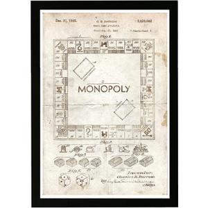 Entertainment and Hobbies Framed Wall Art Prints 'Monopoly 1935 Parchment' Board Games, 19"L x 13"W