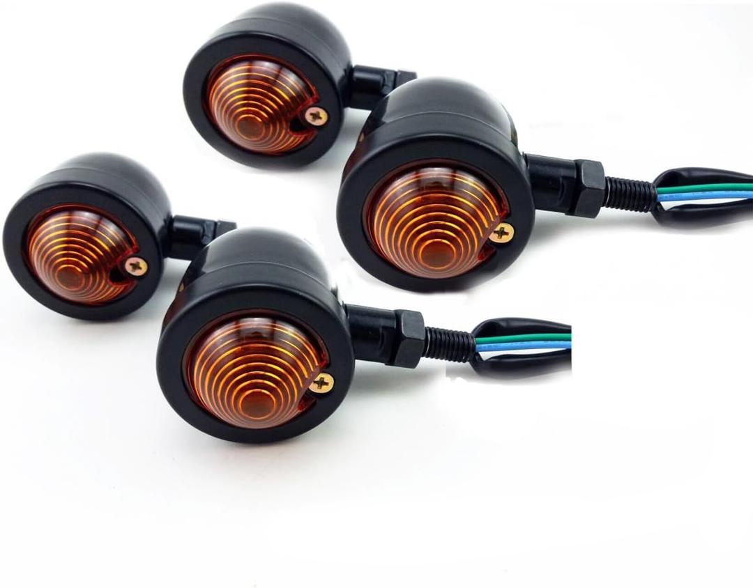 4pcs Black Aluminum Motorcycle Turn Signals Light Bulb Black for Yamaha Bobber Custom Chopper Cafe Cruiser