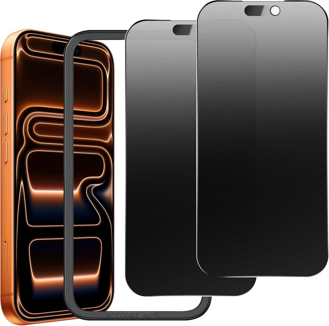 2 Pack Matte Privacy Screen Protector for iPhone 17 Pro 6.3",Anti-Glare Anti-Spy Scratch Resistant Tempered Glass Film,Smooth Responsive Touch Anti-Scratch GlassEasy to Install