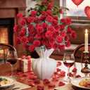 INQCMY Artificial Flowers 12pcs Ball Chrysanthemums for Weddings Silk with Stemsdiy Champagne Bouquets Indoor and Outdoor Decoration Kitchen Table Decor (Red)