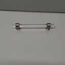 6 Pack Glass Cabinet Handles and Pulls for Cabinets and Drawers, Kitchen Bathroom Bedroom Brushed Nickel Pull Door Handle Distance Glass Crystal Knobs 128 mm (Hole Center : 5 Inch (128mm))