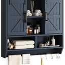 RUSTOWN Farmhouse Bathroom Wall Storage Cabinet with Sliding Barn Doors, 31.5 inches x 30.7 inches x 7.9 inches