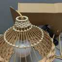 Solar Chandelier Outdoor Pendant Lights, Outdoor Rattan Solar Hanging Porch Light Lanterns with Remote Dimmable Outdoor Chandelier Lights for Gazebo Porch Patio 12.6"