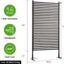Metal Outdoor Privacy Screen with Stand, 3 ft W x 6 ft H PE-Coating Steel Pipes and Slats Panels, Decoative Privacy Screen Fence Panels Freestanding for Outside Patio Garden Backyard, Brown