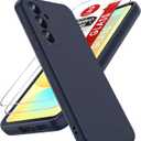 LeYi for Samsung-S24-FE Case: [  ] Samsung S24FE Case with 2Pcs Tempered Glass Screen Protector,Soft Microfiber Lining, Full-Body Liquid Silicone Phone Case for Galaxy 24 FE, Blue